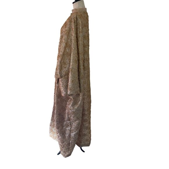 Vintage Womens Coat One Size Gold Custom Embroidered Sequin Caftan Evening - Picture 3 of 7